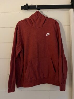 Nike Burgundy Pullover Hoodie with White Swoosh